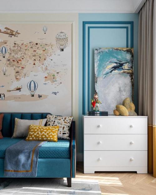 Какая красивая детская комната, оформлена со вкусом.