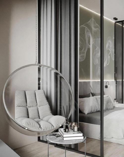 Стильный интерьер. С интересным декором стен. 06