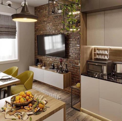 Кухня - гостиная с необычным дизайном. 03