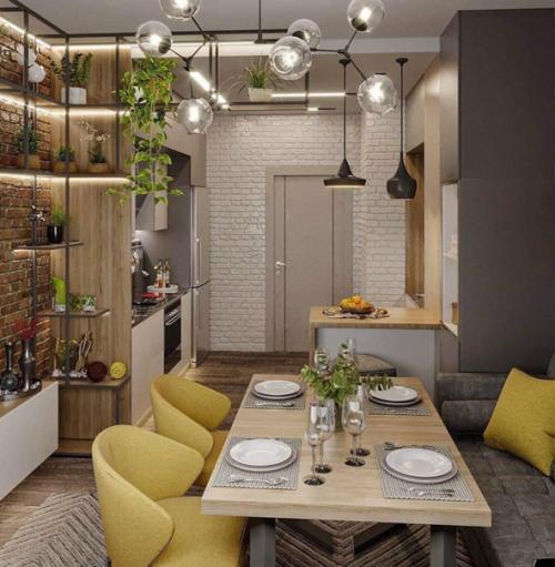 Кухня - гостиная с необычным дизайном. 04