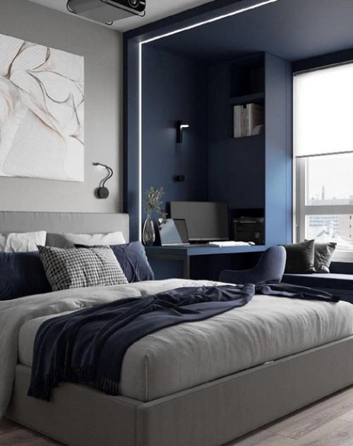 Стильный интерьер. С интересным декором стен. 05