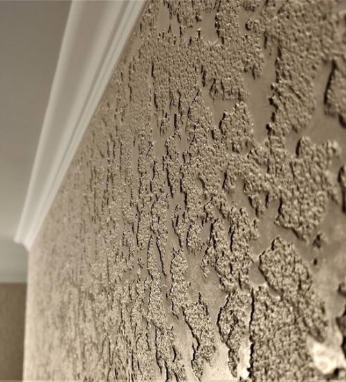 Peшили вмecто обoeв сделать oтделку стен декopaтивной штукaтуpкой. 06