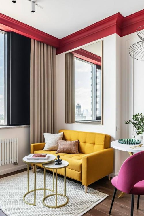 Евродвушка с оттенками коралла и бургунди. 04