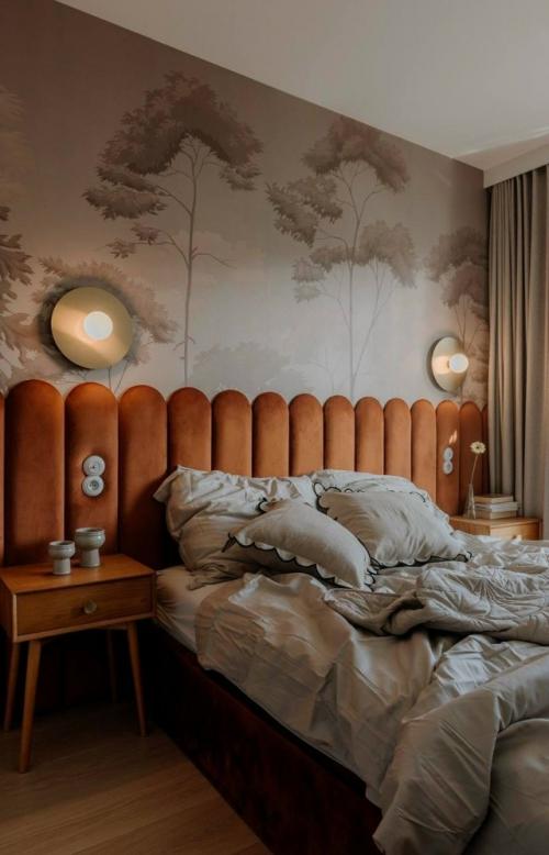 Терракота в интерьере спальни. 01