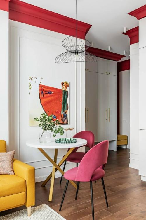 Евродвушка с оттенками коралла и бургунди. 01